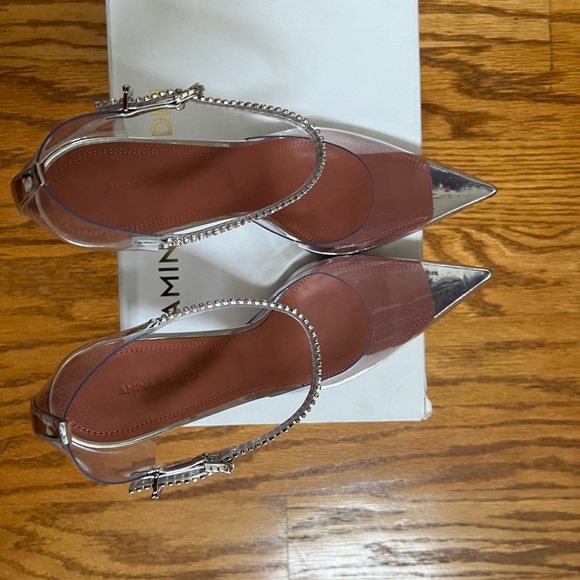 Amina Muaddi Ursina Crystal-Embellished Transparent Pumps in 40.5 - Picture 5 of 12